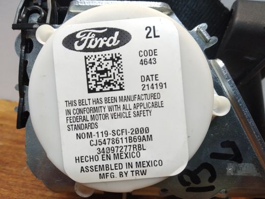 Пасок безпеки заднього лівого сидіння чорний Ford Escape '12-
